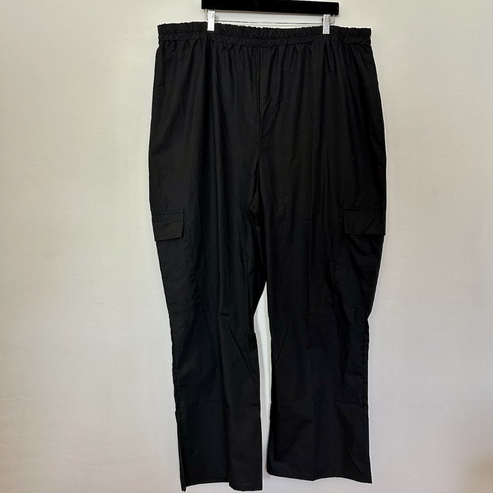 Black Cotton Cargo Pocket Pants